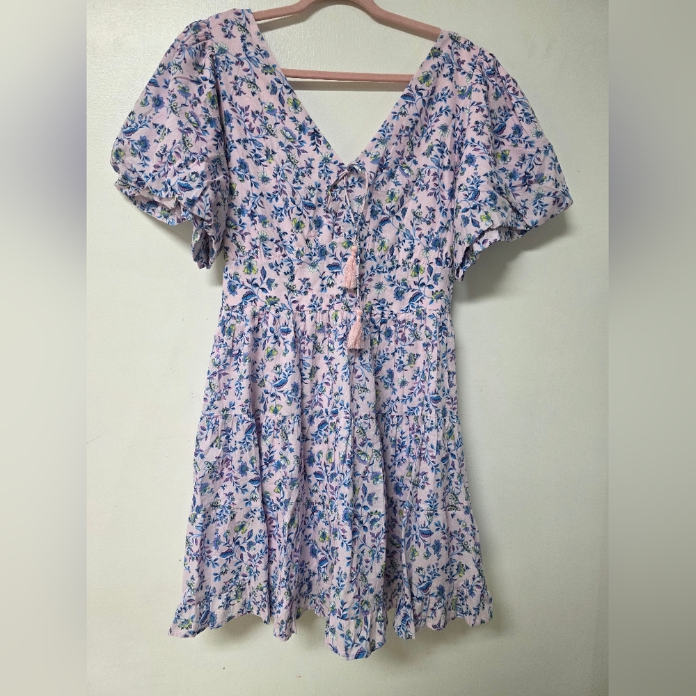 Jessica Simpson Lavender Floral Shirred Neck Blouse